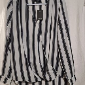 Lou & Grey Black and White Striped Blouse